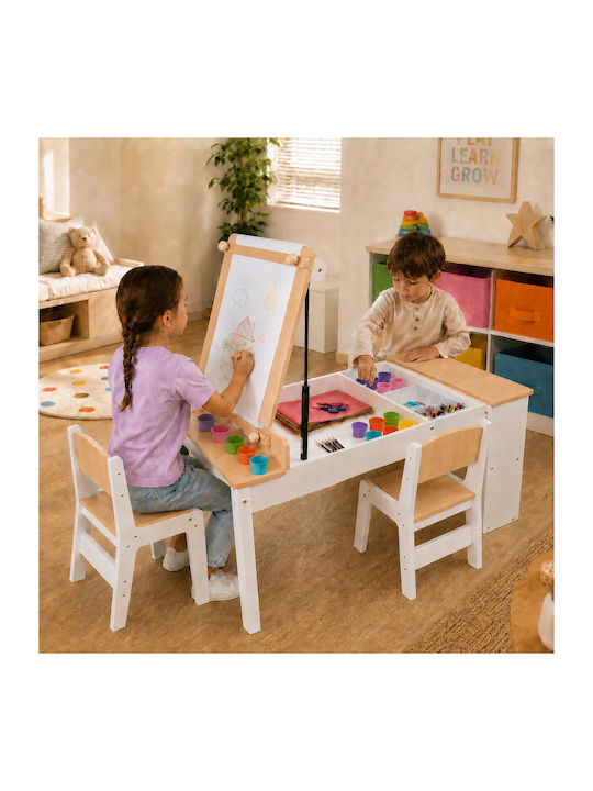 Kids Table Set with Chairs for Painting Made of Wood