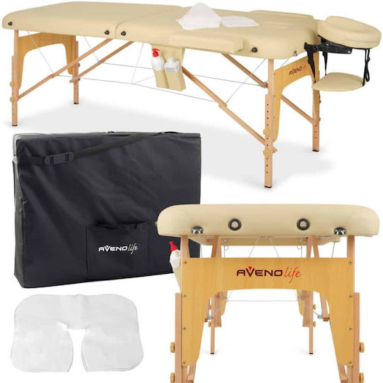 Habys Sofia Portable Beige Physiotherapy Bed Made of Wood 185x70cm