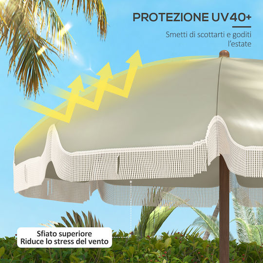 Outsunny Folding Beach Umbrella Diameter 1.9m with UV Protection Green