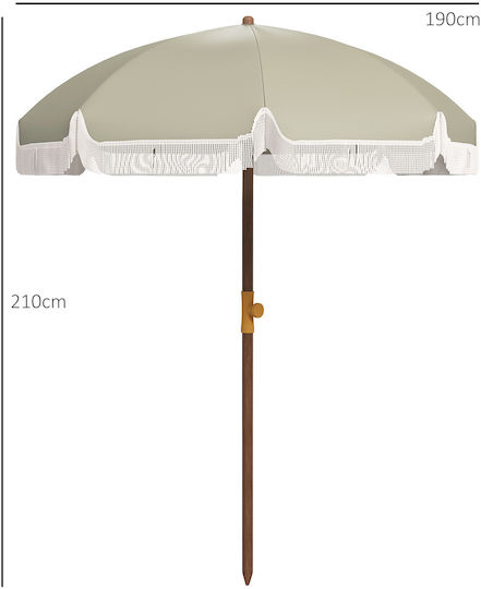 Outsunny Folding Beach Umbrella Diameter 1.9m with UV Protection Green