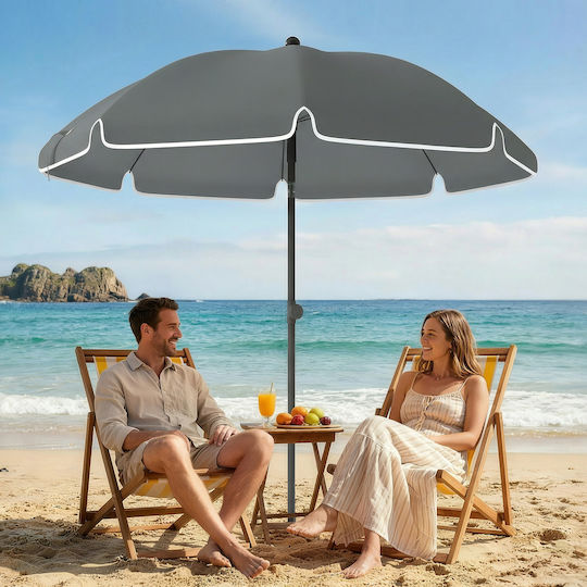 Outsunny Folding Beach Umbrella Diameter 1.5m Grey