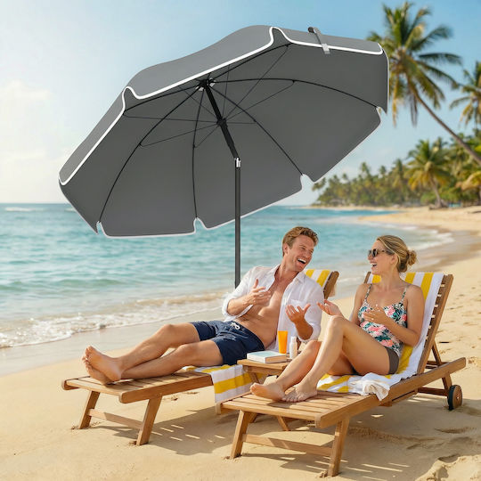 Outsunny Folding Beach Umbrella Diameter 1.5m Grey