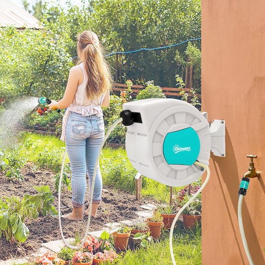 Outsunny Automatic Garden Hose Reel with Hose 25m