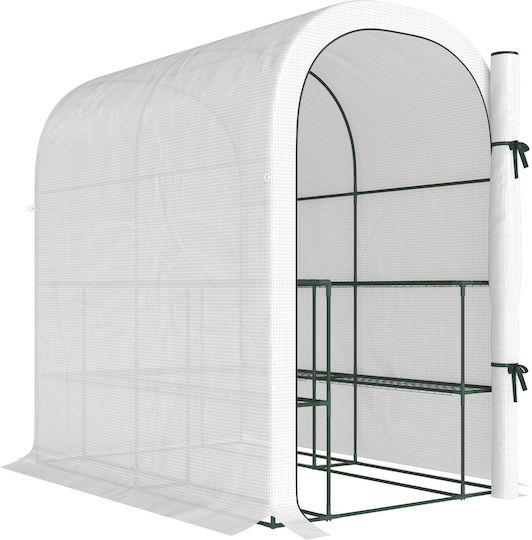 Outsunny 84H-446V00WT Greenhouse Tunnel with Shelves 1.23x1.87x1.89m