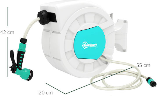 Outsunny Automatic Garden Hose Reel with Hose 25m