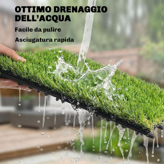 Πλακάκια Συνθετικού Χλοοτάπητα 0.3x0.3m και Ύψος Πέλους 25mm 22τμχ