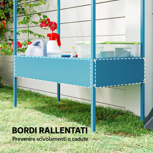 Outsunny Metal Plant Tower Blue 75x35x150cm