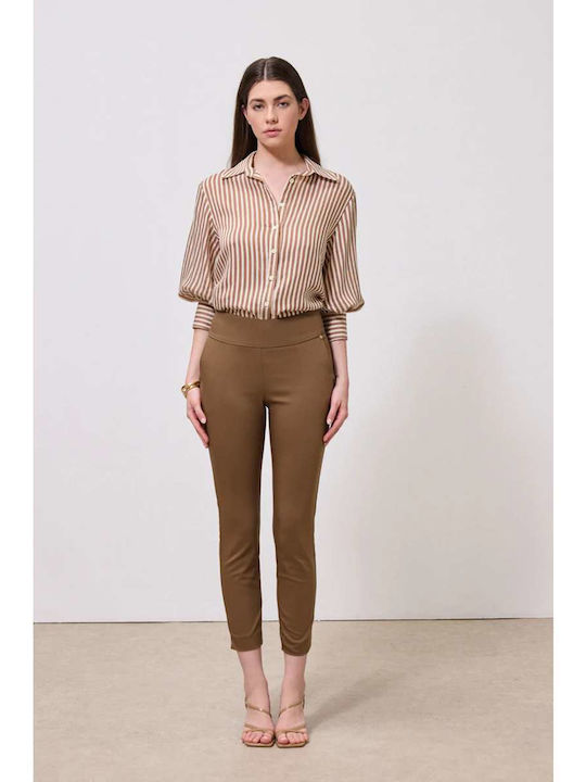 Women's High Waist Fabric Trousers in Slim Fit Cassy