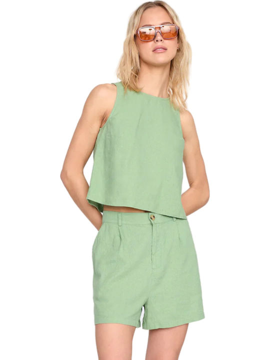 Women's Summer Cotton Sleeveless Blouse Green