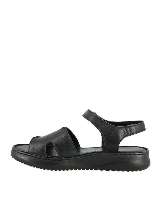 Leather Women's Flat Sandals Black