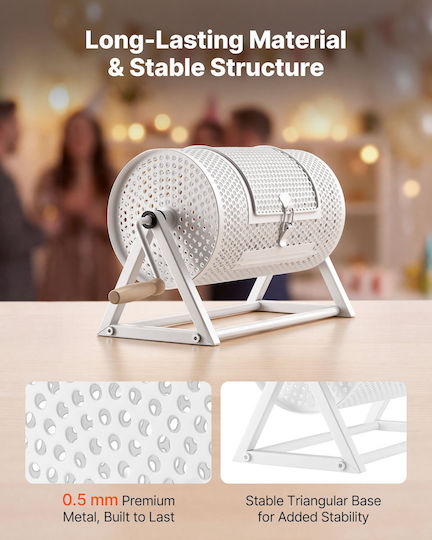 Vevor Raffle Drum 295 X 167 Mm 2500 Tickets Or 100 Ping Pong Balls Reinforced Handle Stable Triangular White Base Cjg12ycjsdzjsj9gk002v0