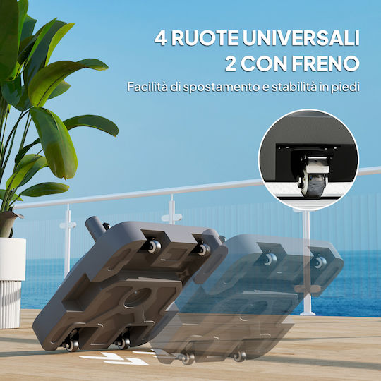Outsunny Βάση Ομπρέλας Ρόδες Γεμιστή Νερό Ή Άμμο Hdpe 48x48x32.5 Cm Μαύρο 84d-358v00bk