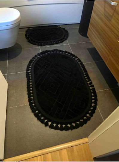SteweHome Non-Slip Set Bath Mats STE-029863-P29863 Black 60x100cm 2 Pieces