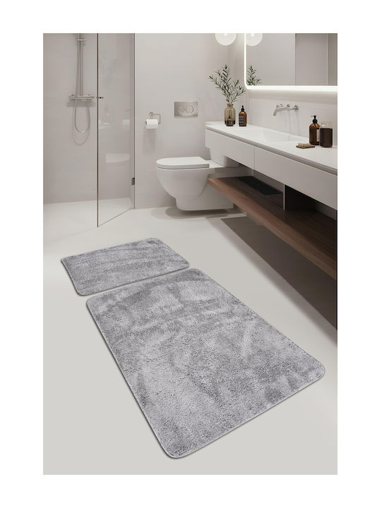 SteweHome Rutschfestes Set Badematten SteweHome Grau 60x100cm 2 Stück