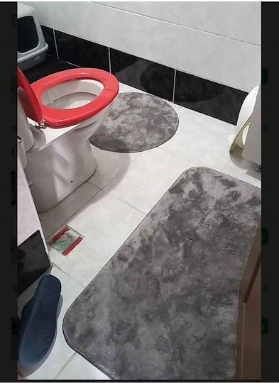 SteweHome Αντιολισθητικό Σετ Πατάκια Μπάνιου STE-029989-V66682 Γκρι 60x100εκ. 3τμχ