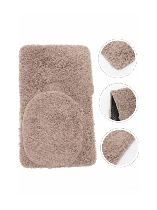 SteweHome Non-Slip Set Bath Mats STE-029916-V66441 Gray 60x100cm 3 Pieces