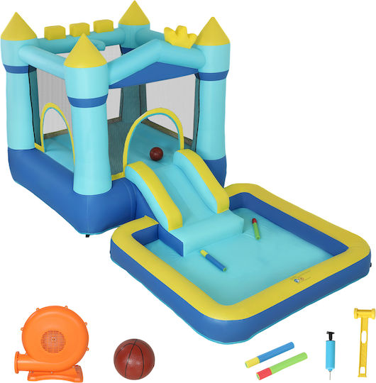 Aiyaplay Inflatable Fun Castle Castle with Trampoline and Slide for 3-8 Years Blue