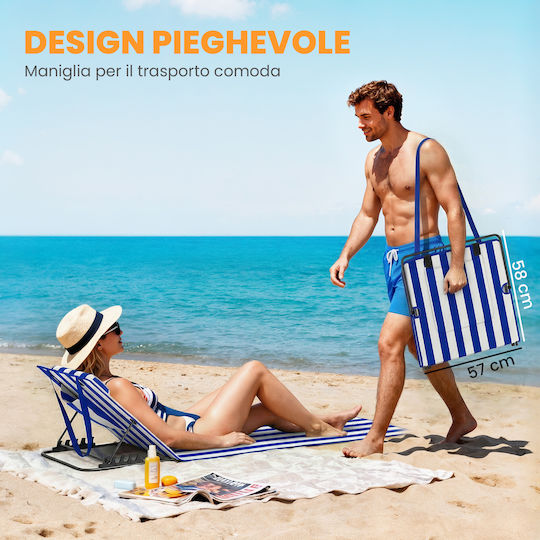 Outsunny Beach Lounger-Armchair with 4-Position Recline Blue 154x57x52cm Set of 2pcs