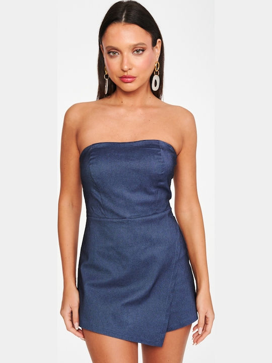 Women's Strapless One-piece Shorts Dark Blue