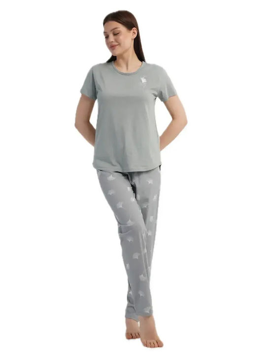 Vienetta Secret Summer Women's Cotton Green Pyjama Set Vienetta Secret Summer Women's Cotton Green Pyjama Set