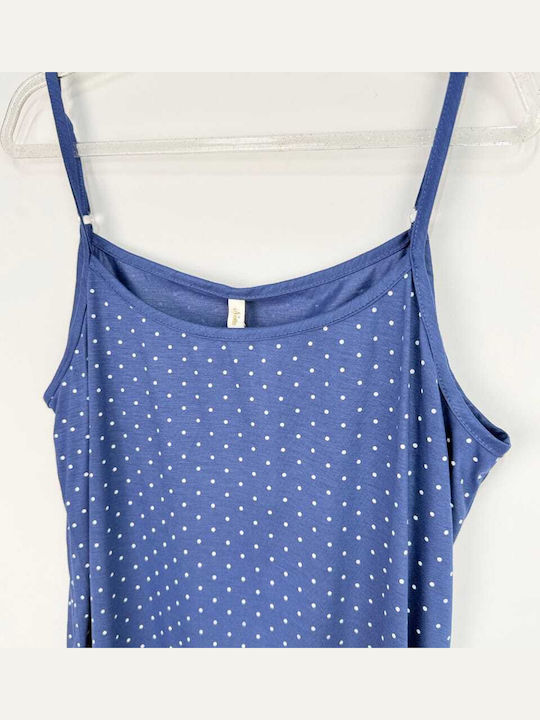 Notte Stella Sommer Baumwollenes Damen Nachthemd Marineblau Maren