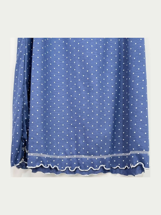 Notte Stella Sommer Baumwollenes Damen Nachthemd Marineblau Maren