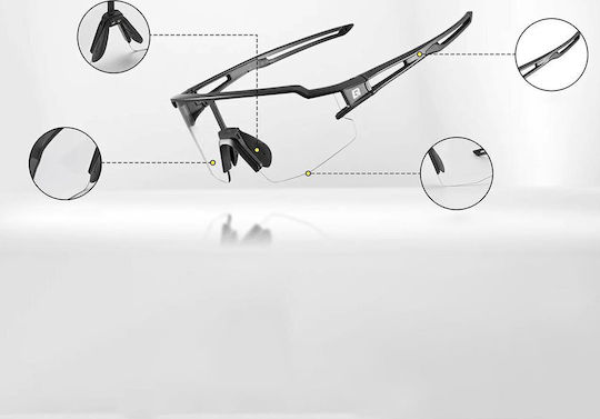 Rockbros Cycling Glasses with Blue Frame and Photochromic / Transparent Lenses
