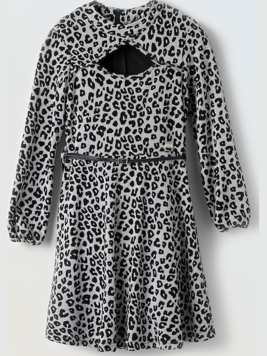 Girls Dress Long Sleeve Animal Print Lurex
