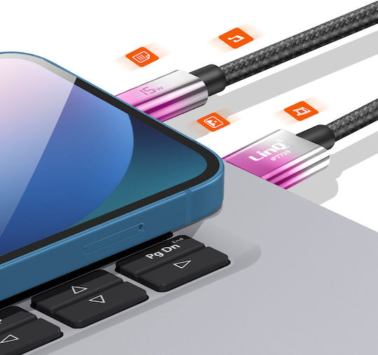 Linq Lightning To Usb Charging Cable 15w Led Screen 1.2m Purple