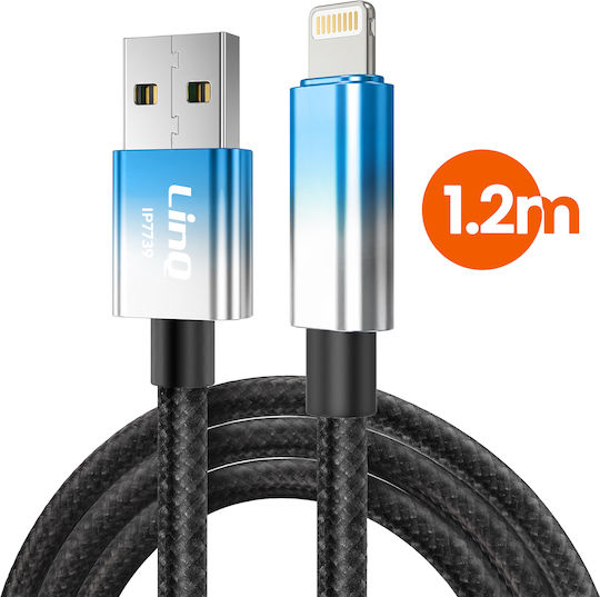 Linq Cablu De Încărcare Lightning La USB 15W LED Ecran 1.2m Albastru