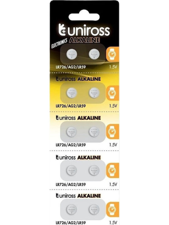 Uniross Baterii Pentru Ceasuri Alkaline-Coin LR726 AG2 LR59 Pachet 10 Bucăți