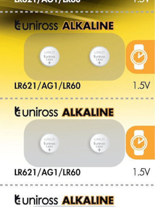 Uniross Alkaline-coin Lr621 Ag1 Lr60 Battery 10pack