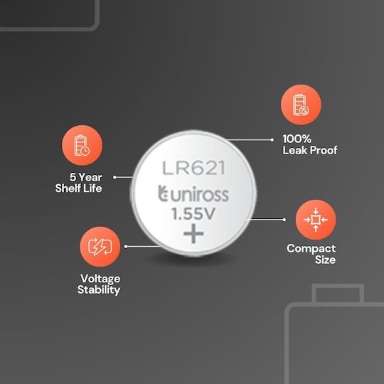 Uniross Baterii Pentru Ceasuri Alkaline-coin LR621 AG1 LR60 10 Bucăți