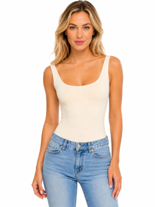 Sleeveless Bodysuit Ecru Morena Spain Sl-xy3388-26bo