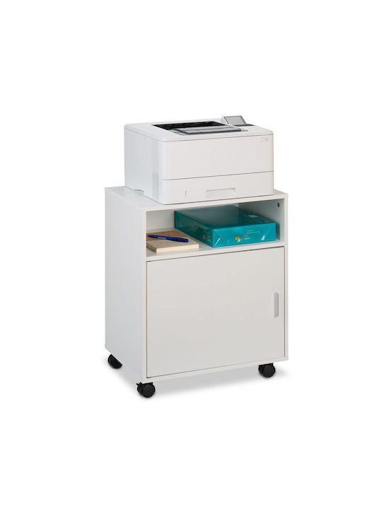 Cabinet De Birou Din Lemn Cu Roți În Culoare Albă 48x34x57cm