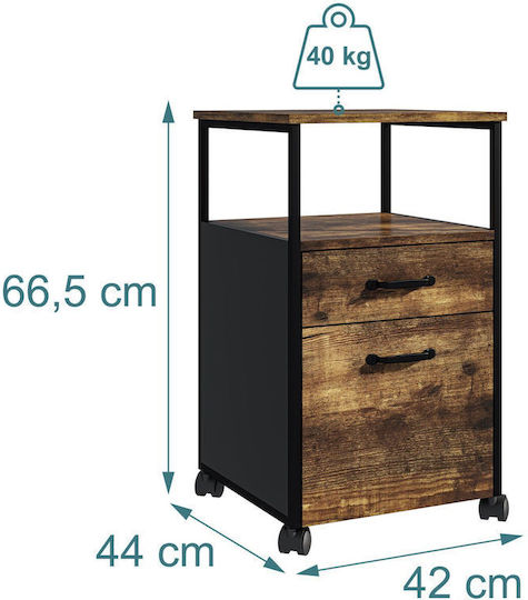 Συρταριέρα Γραφείου Ξύλινη με Ροδάκια Brown/black 42x44x66.5cm