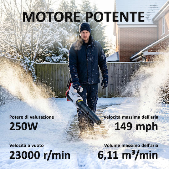 Outsunny Handheld Leaf Blower 18V with 1 Battery 4Ah & Volume Control with Maximum Air Speed 149km/h