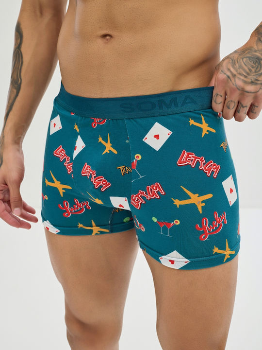 Herren Boxershorts Türkis mit Mustern