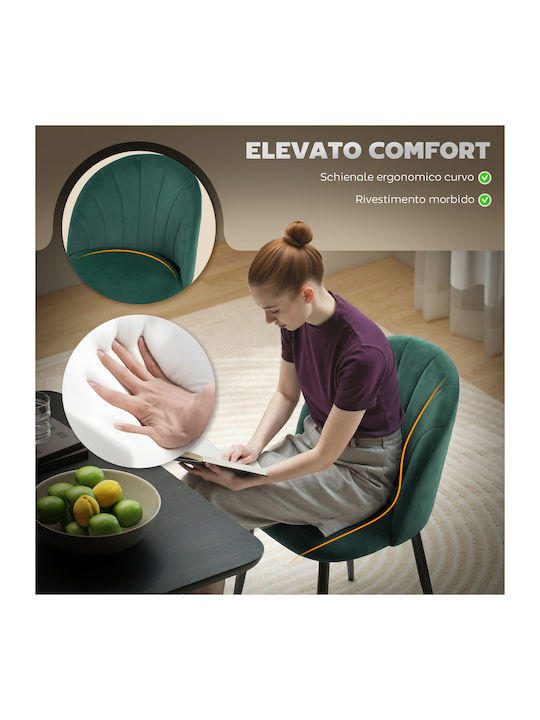 Velvet Dining Chairs Dark Green 2 Pieces 52x55x79cm