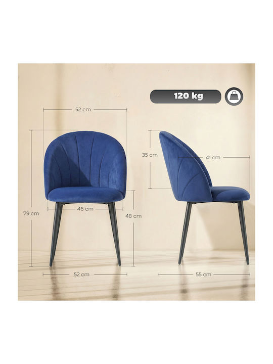 Velvet Blue Dining Chairs 2 Pieces 52x55x79cm