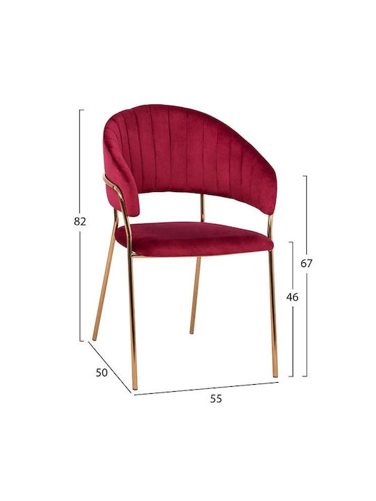 Theodore Velvet Dining Chairs Burgundy 2pcs 55x50x82cm