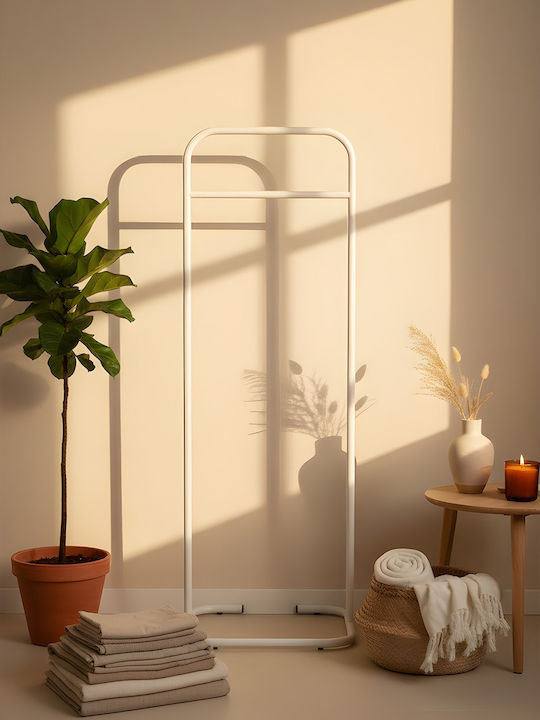 SteweHome Κρεμάστρα Δαπέδου από Μέταλλο Λευκή 44x44x123cm
