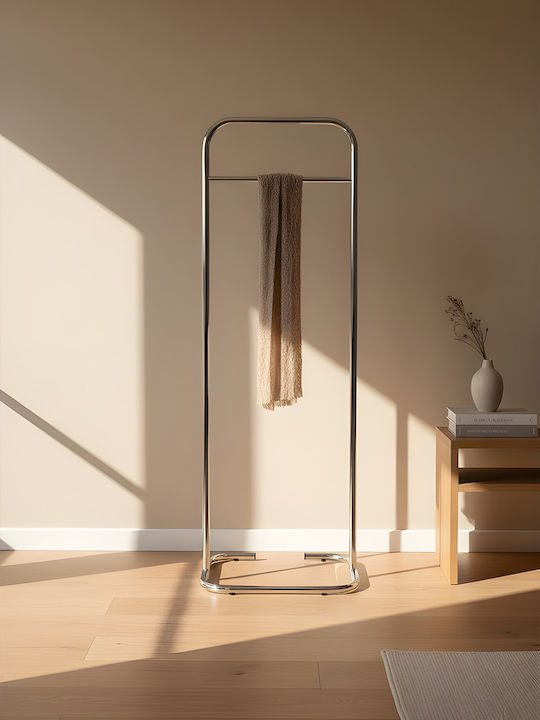 SteweHome Κρεμάστρα Δαπέδου από Μέταλλο Ασημί 44x44x123cm