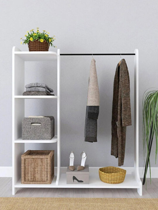 SteweHome Floor Standing Wooden Clothes Rack White 106x128cm