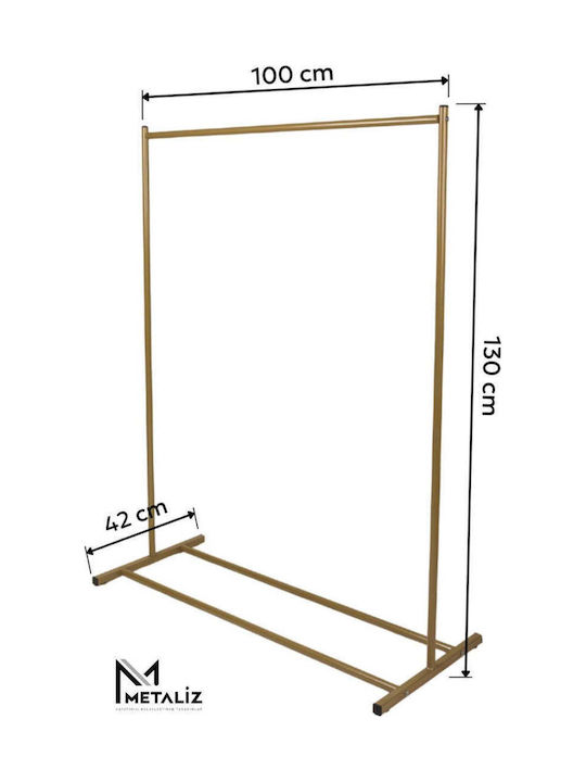 SteweHome Κρεμάστρα Δαπέδου από Μέταλλο Χρυσή 100x42x125cm