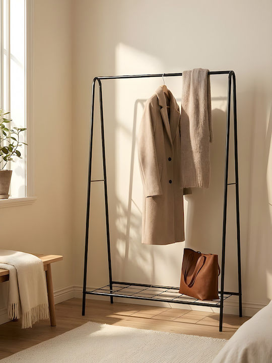 SteweHome Floor Garment Rack Metal Black 100x152cm