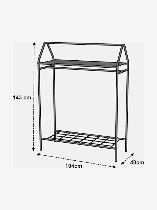 SteweHome Κρεμάστρα Δαπέδου από Μέταλλο Λευκή 104x104x143cm