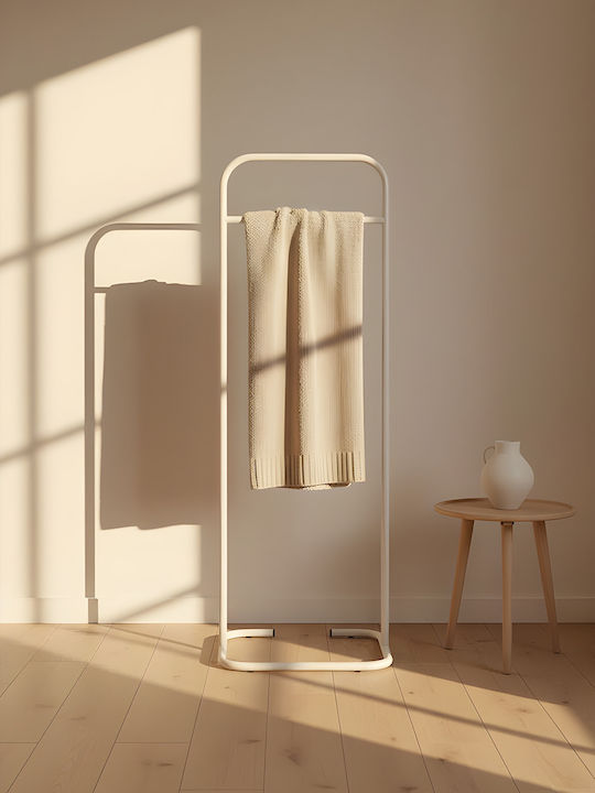 SteweHome Kremastra De Podea Din Metal Albă 44x44x123cm