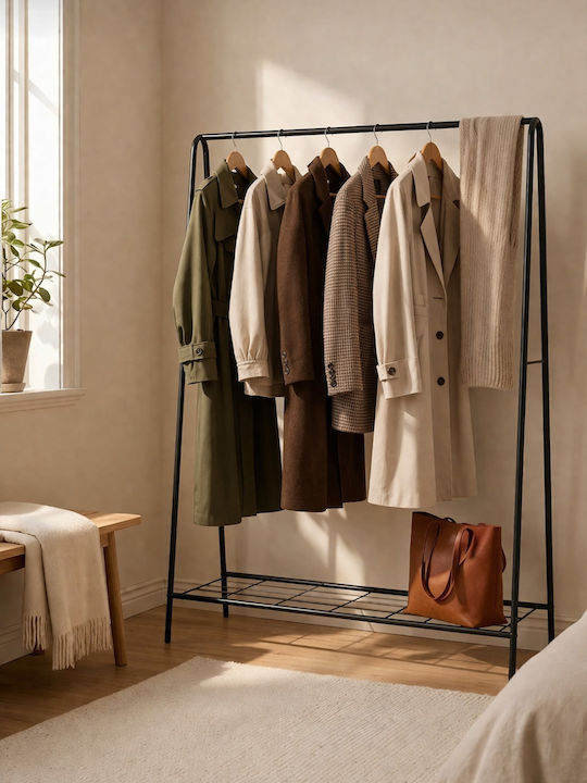 SteweHome Floor Garment Rack Metal Black 100x152cm