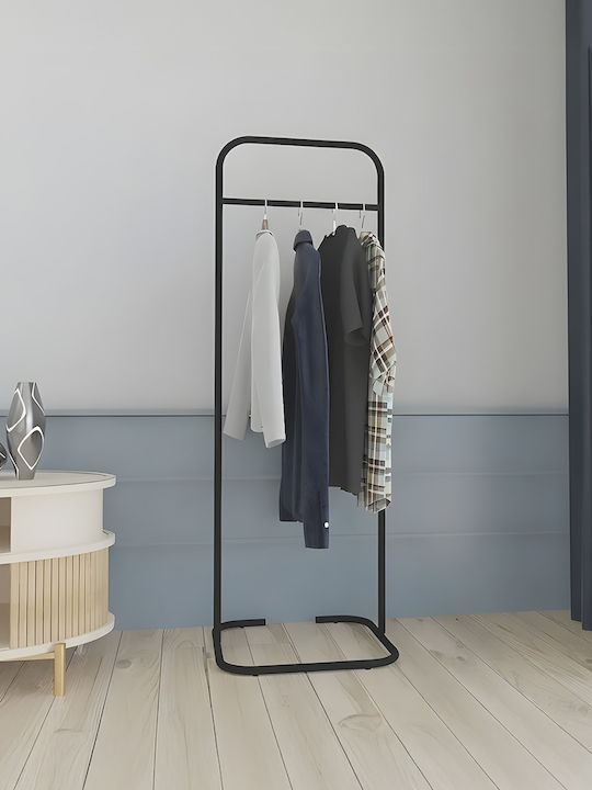 SteweHome Κρεμάστρα Δαπέδου από Μέταλλο Μαύρη 44x44x123cm